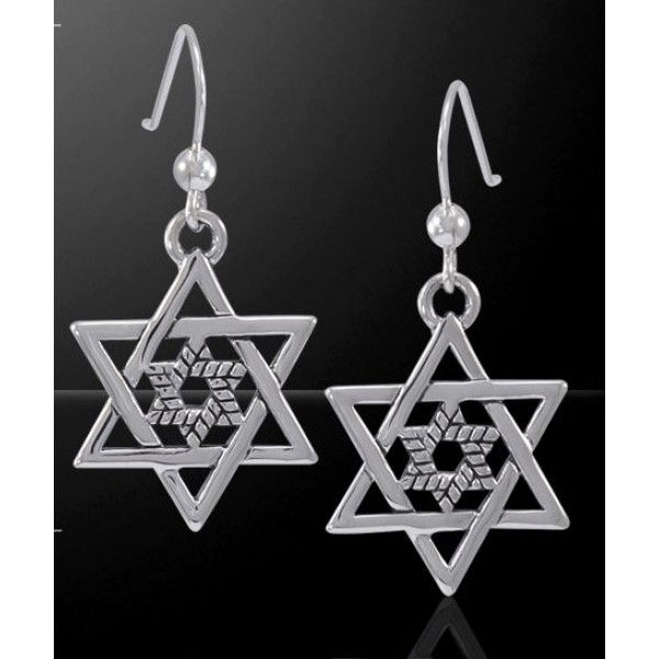 Double Star of David Sterling Silver Earrings