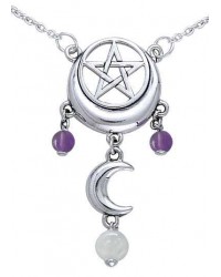 Magick Moon Silver Necklace with Amethyst