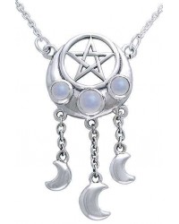 Crescent Pentacle Necklace with Moontones