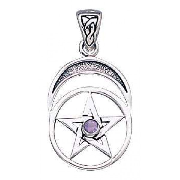 Gemstone Sterling Silver Pentagram Pendant