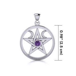 Pentacle Sterling Silver Amethyst Gemstone Pendant