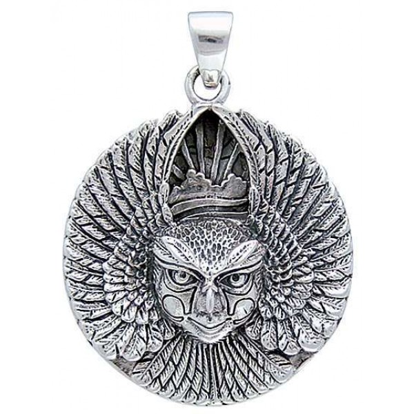 Ariel Bird Goddess Disk Pendant in Sterling Silver