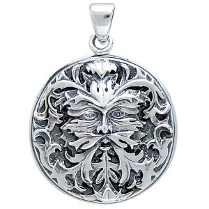 Green Man Sterling Silver Pendant