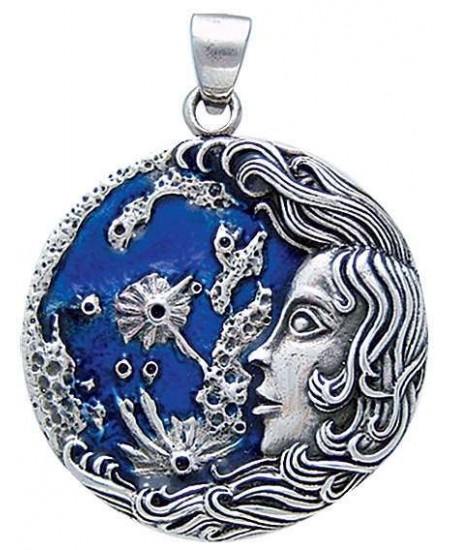 Luna Moon Goddess Pendant in Sterling Silver