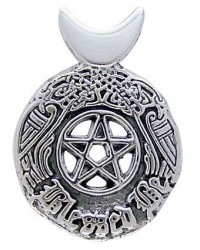 Celtic Blessed Be Sterling Silver Pentacle Pendant