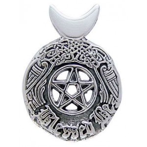 Celtic Blessed Be Sterling Silver Pentacle Pendant