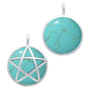 Hidden Pentacle Turquoise and Sterling Silver Pendant
