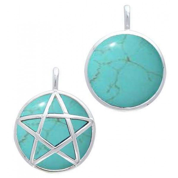 Hidden Pentacle Turquoise and Sterling Silver Pendant