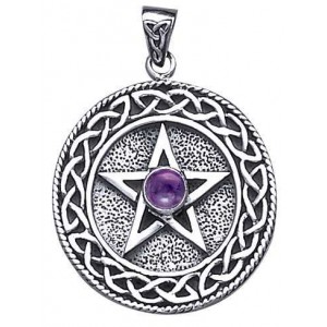 Celtic Border Pentacle Pendant with Amethyst