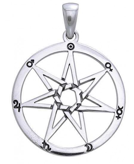Heptogram Planetary Symbol Pendant in Sterling Silver