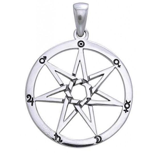 Heptogram Planetary Symbol Pendant in Sterling Silver