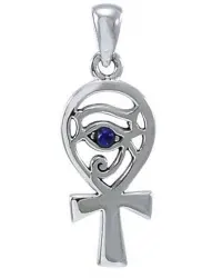 Ankh Eye of Horus Sterling Silver Pendant with Lapis