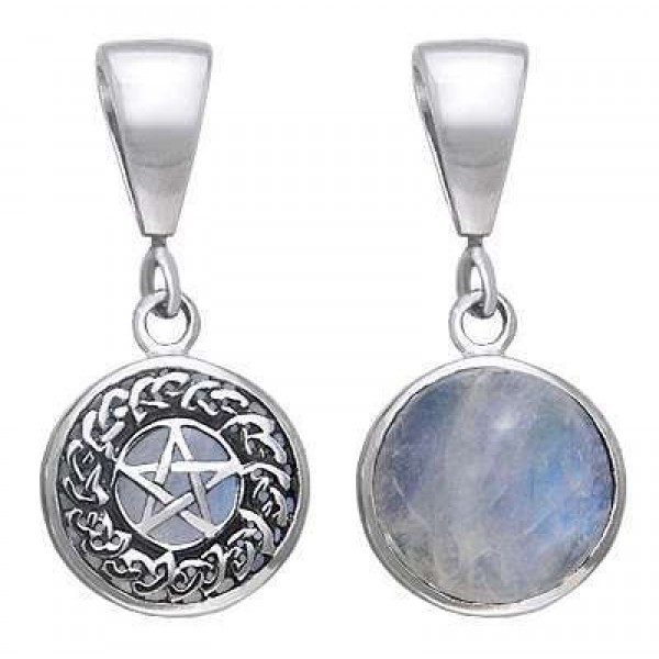 Celtic Hidden Pentacle Sterling Silver Moonstone Pendant