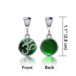 Om Silver Flip Pendant with Emerald Gem