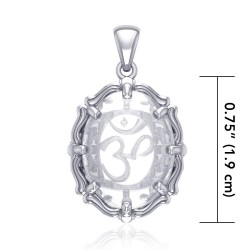 Om Natural Clear Quartz Pendant