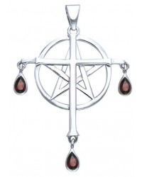 Cross over Pentacle Sterling Silver Pendant