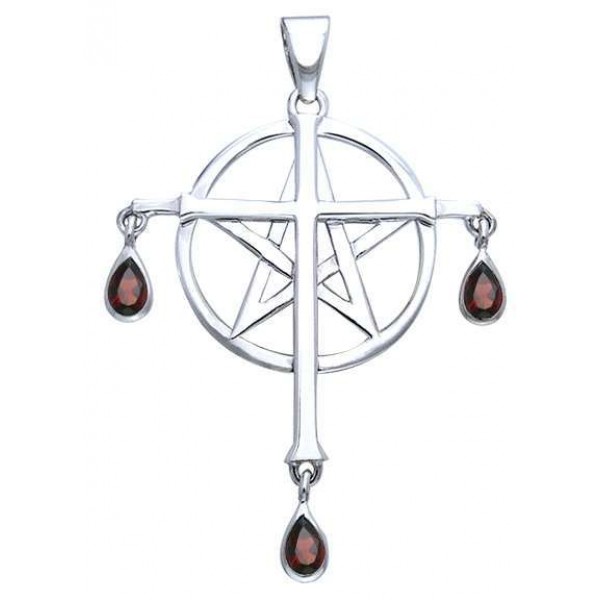 Cross over Pentacle Sterling Silver Pendant