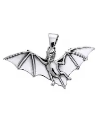 Bat in Flight Sterling Silver Pendant