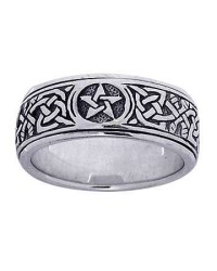 Pentacle Celtic Knot Narrow Fidget Spinner Ring