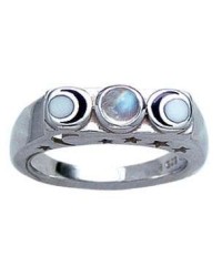 Phases of the Moon Sterling Silver Moonstone Ring