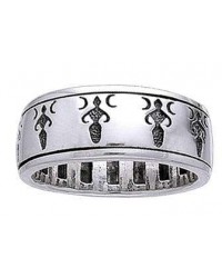Moon Goddess Sterling Silver Fidget Spinner Ring