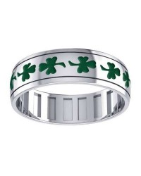 Celtic Shamrock Sterling Silver Fidget Spinner Ring