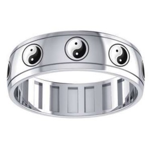 Ying Yang Sterling Silver Fidget Spinner Ring