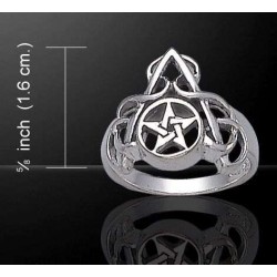 Arched Pentacle Sterling Silver Ring