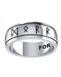 Odins Strength Runic Band Sterling Silver Fidget Spinner Ring