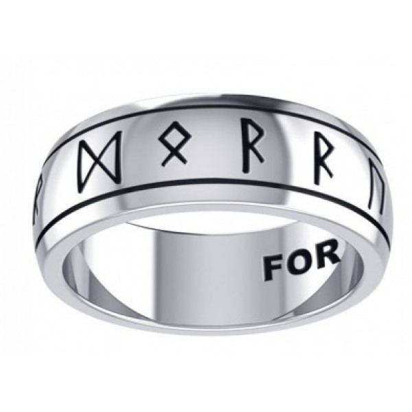 Odins Strength Runic Band Sterling Silver Fidget Spinner Ring