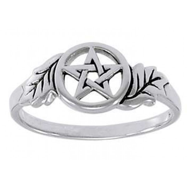 Oak Leaf Pentacle Sterling Silver Ring