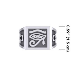 The Eye of Horus and Ankh Mens Signet Ring