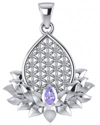 Lotus Flower of Life Amethyst Pendant