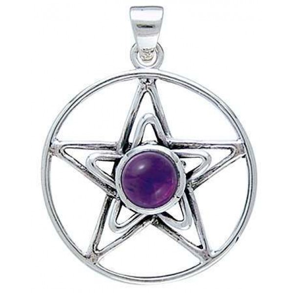 Pentacle in Pentacle Pendant with Gemstone