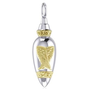 Angel Wings Silver and Gold Bottle Pendant