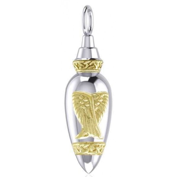 Angel Wings Silver and Gold Bottle Pendant