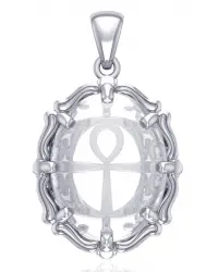 Ankh Quartz Crystal Sterling Silver Pendant