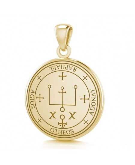 Archangel Raphael Sigil Solid Gold Small Pendant
