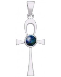 Ankh Egyptian Pendant with Azurite Gem