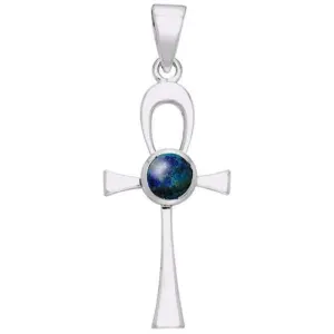 Ankh Egyptian Pendant with Azurite Gem