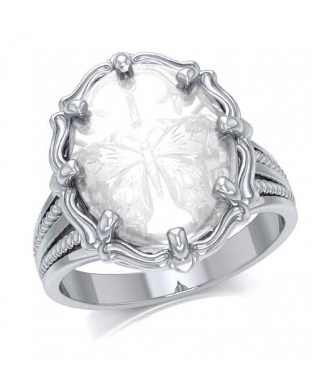 Butterfly Natural Clear Quartz Ring