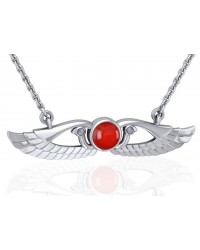 Carnelian Modern Egyptian Winged Sun Disc Necklace