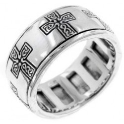 Celtic Cross Sterling Silver Fidget Spinner Ring