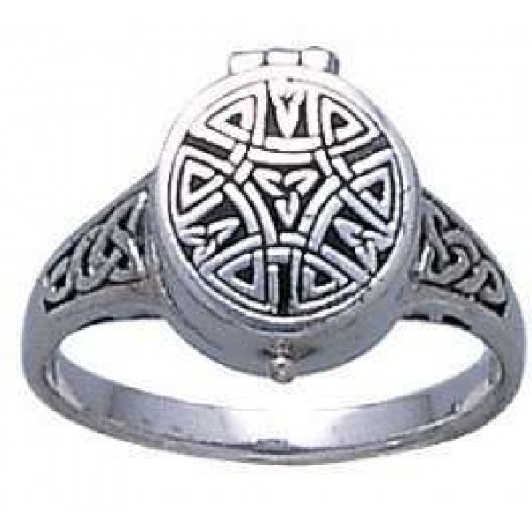 Celtic Knotwork Silver Poison Ring