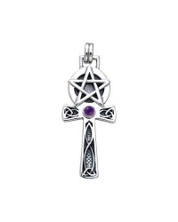 Celtic Knot Pentagram Ankh with Amethyst Pendant