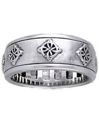 Celtic Quaternary Sterling Silver Fidget Spinner Ring