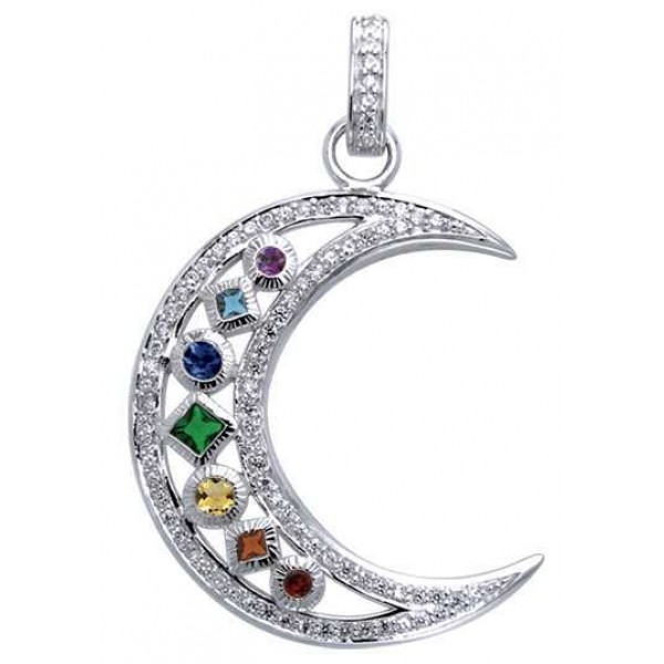 Silver Moon Gemstone Pendant