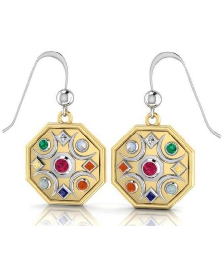 Chandra Moon Gemstone Gold Plated Earrings