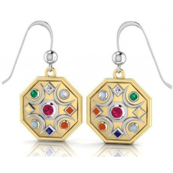 Chandra Moon Gemstone Gold Plated Earrings