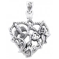 Cimaruta Heart Sterling Silver Witches Charm